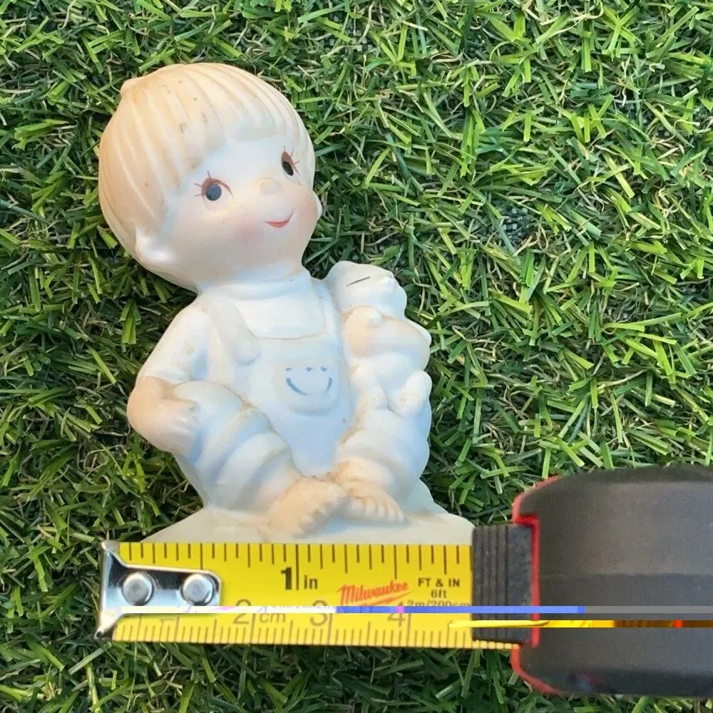 Vintage Porcelain Blue Pajamas Sitting Boy Taiwan